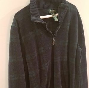 Black watch plaid fleece 1/4 zip jacket